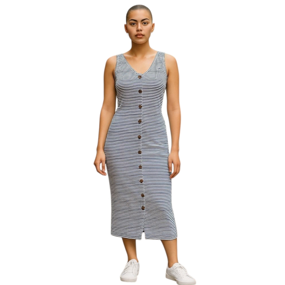 NWT Striped Beach/ summer / comfy Dress for Women Sleeveless Slit Casual